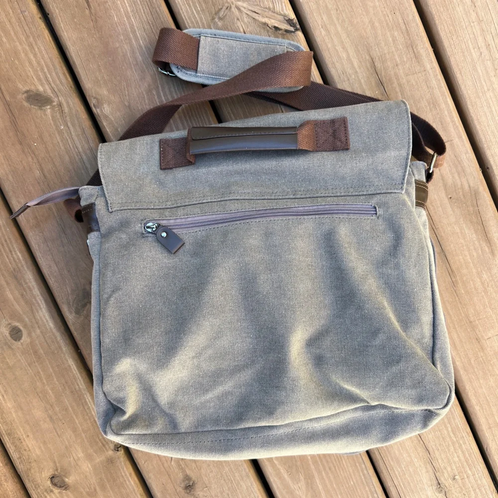 OXA Men's Gray‎ Military Satchel Messenger Bag NWOT
